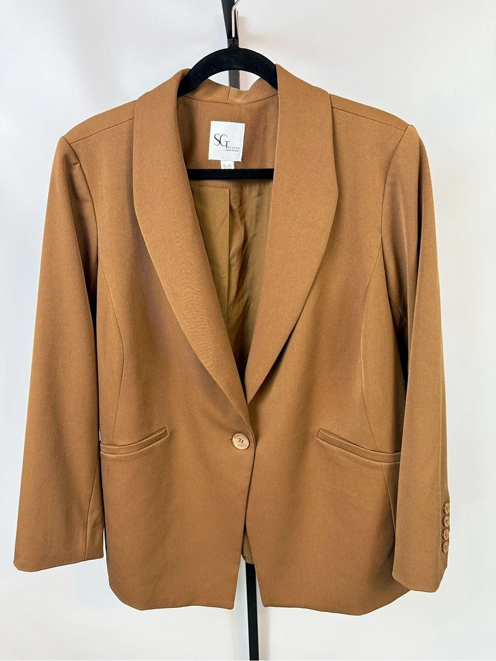 Susan Graver SG Tailored Camel Tan Blazer 1X Plus Size Old Money Casual Chic